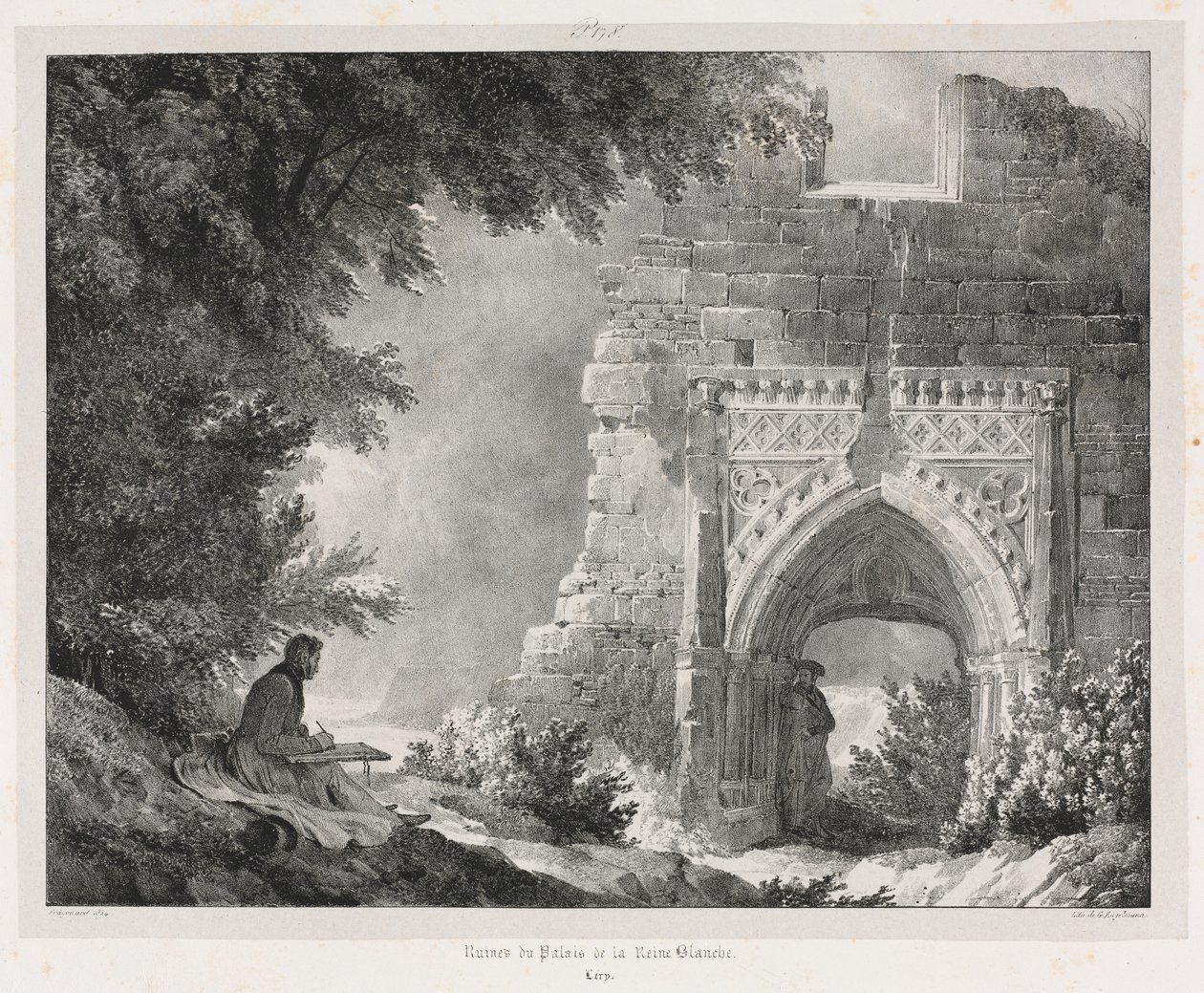Viaggi pittoreschi e romantici nella vecchia Francia: Rovine del Palazzo della Regina Bianca da Alexandre Evariste Fragonard