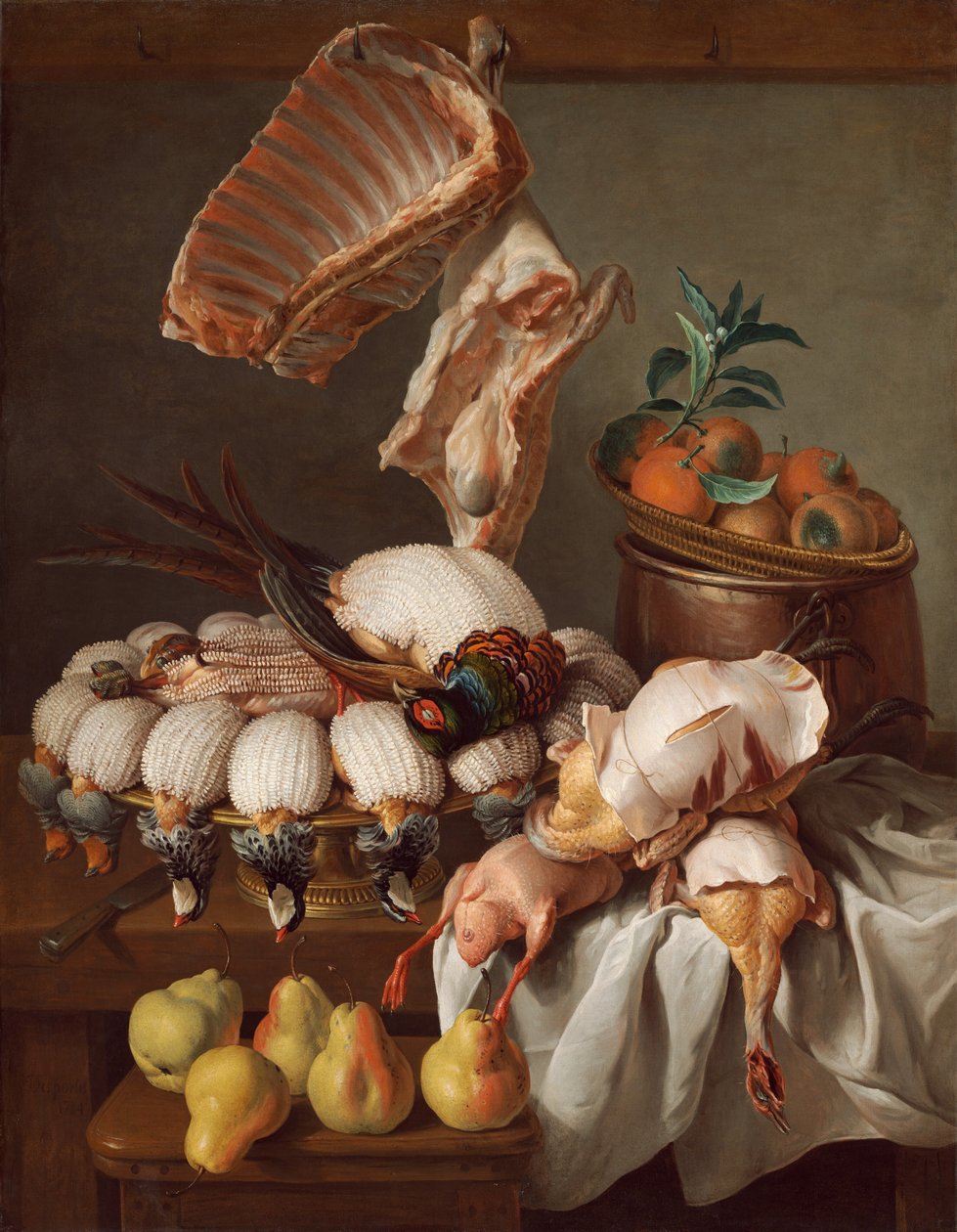 Natura morta con selvaggina, carne e frutta da Alexandre Francois Desportes