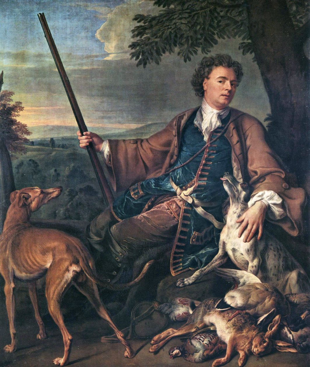 Francese: Portrait de M. Desportes peint par lui-même avec du gibier mort à ses pieds (Ritratto dell