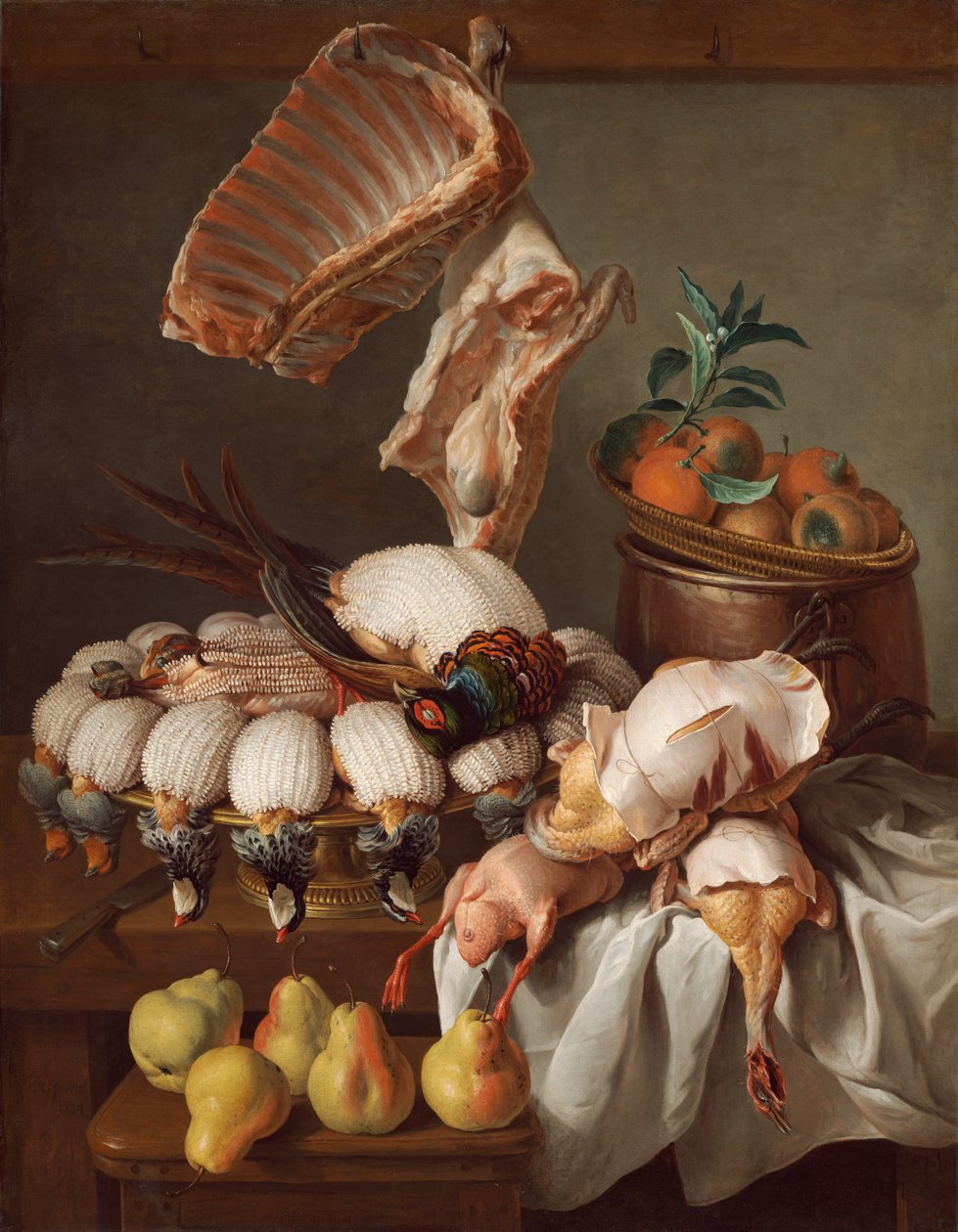 Natura morta con selvaggina, carne e frutta da Alexandre Francois Desportes