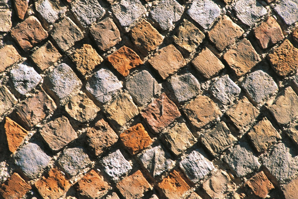 Primo piano di un pavimento in opus reticulatum. Acropoli di Civitella, Italia, Regione Abruzzo, Chieti da Nicolas Toussaint Charlet