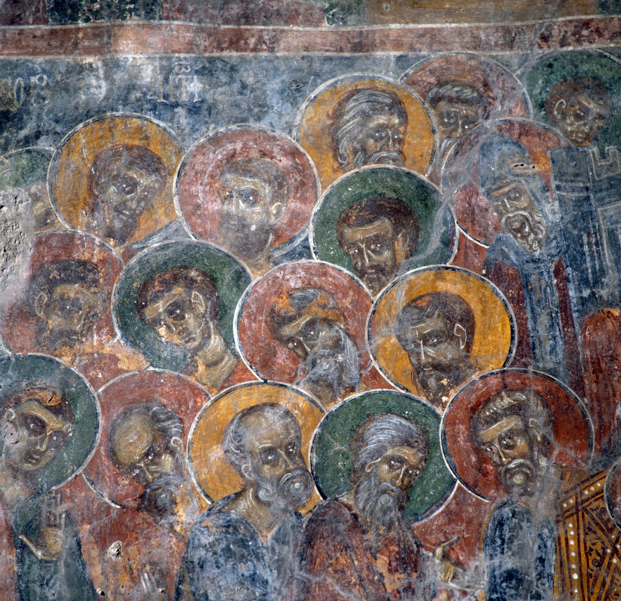 Gruppo di santi, affresco nella chiesa di Anisaraki vicino a Kandanos, Creta, Grecia da Nicolas Toussaint Charlet