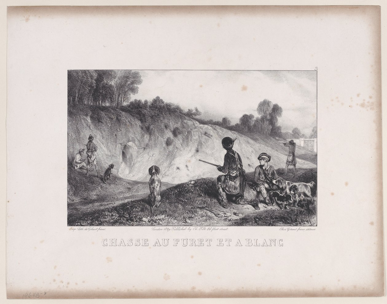 Caccia a un furetto con Blanks, dalla serie Scene di caccia, 1829 da Alexandre Gabriel Decamps