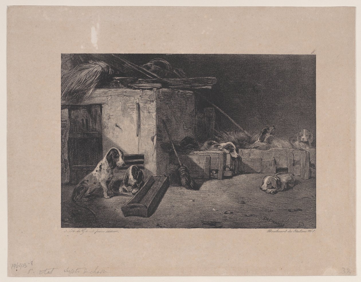 Interno del canile, dalla serie Scene di caccia, 1829 da Alexandre Gabriel Decamps