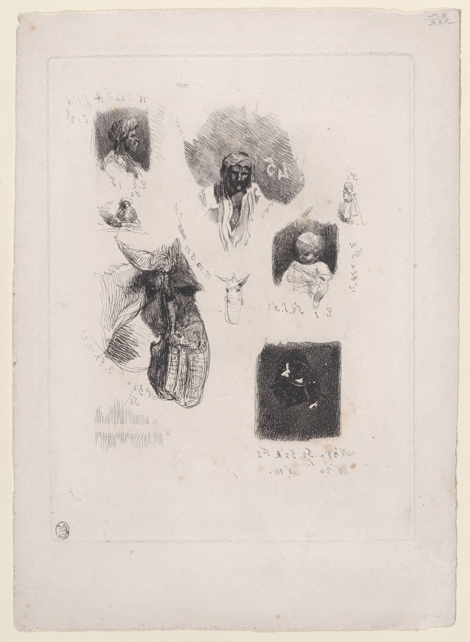 Foglio di schizzi da Alexandre Gabriel Decamps