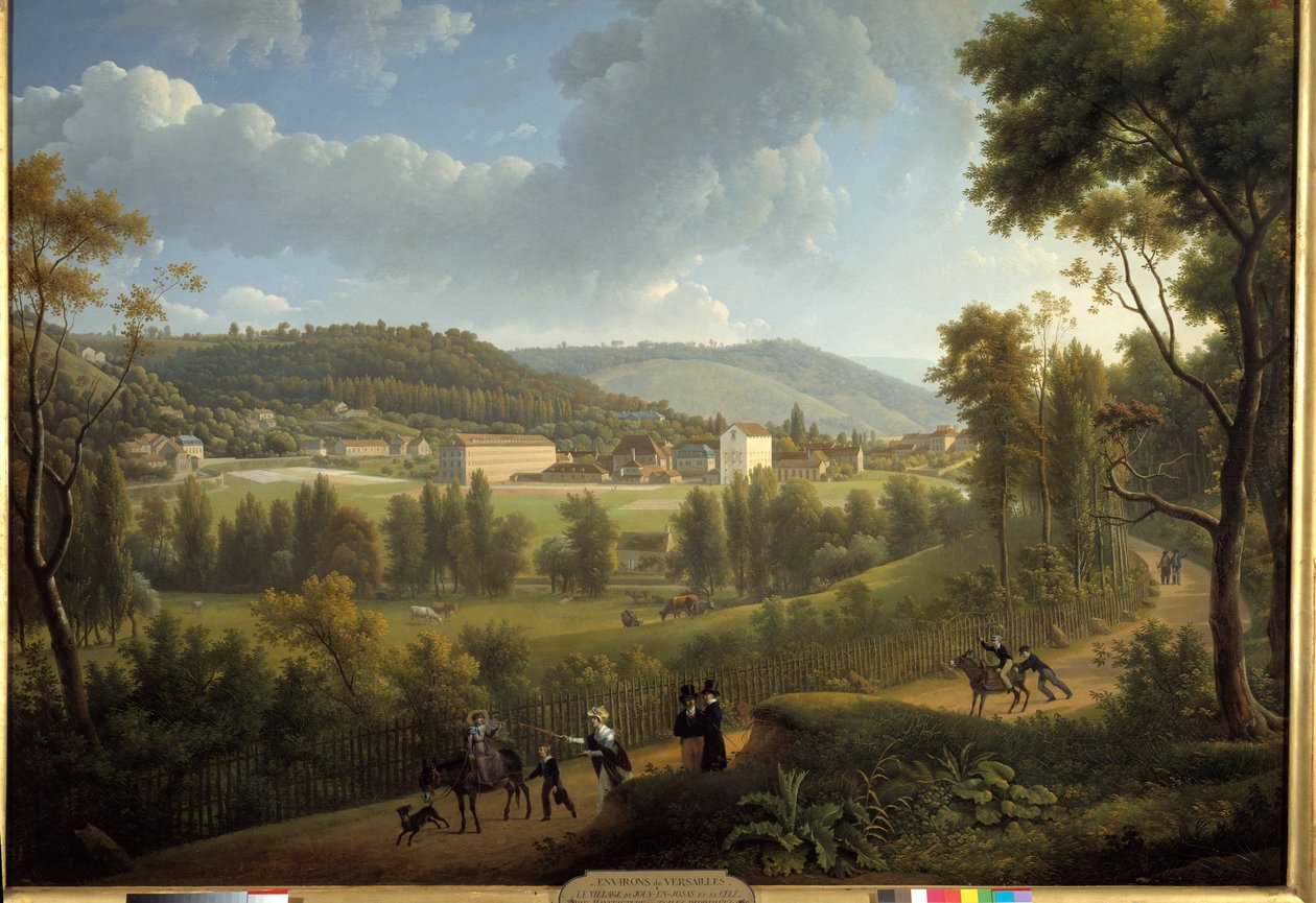 Veduta del villaggio di Jouy en Josas (Jouy-En-Josas) con la fabbrica fondata nel 1785 da Oberkampf (1738 - 1815). Dipinto di Alexandre Dunouy (1757-1841) da Alexandre Hyacinthe Dunouy