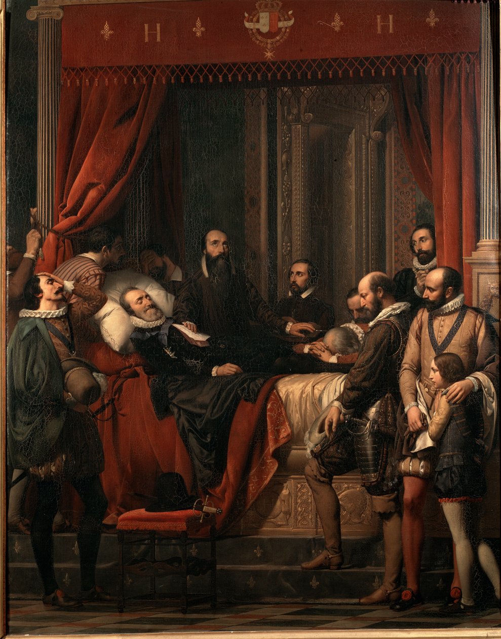 La morte di Enrico IV re di Francia, il suo corpo esposto al Louvre. Dipinto di Alexandre Hesse (1806-1879) da Alexandre Jean Baptiste Hesse