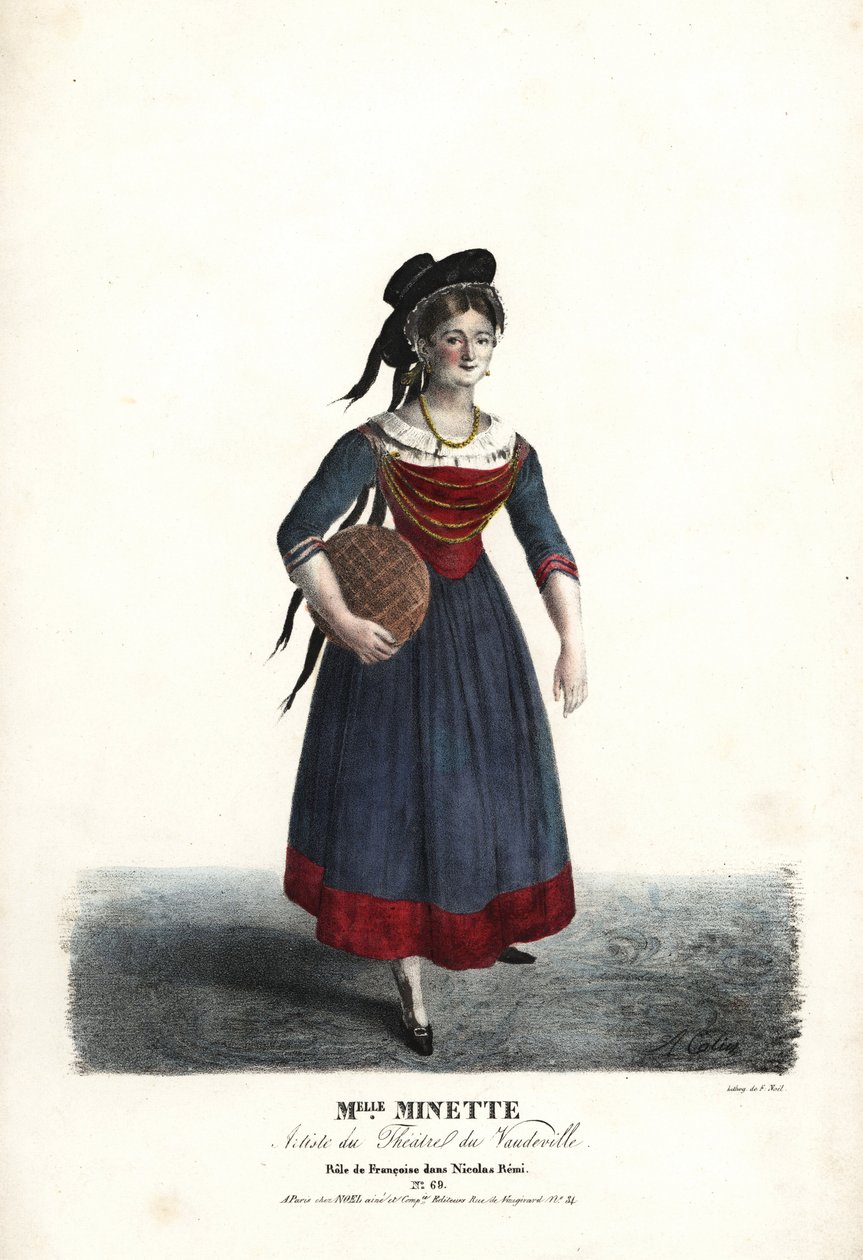 Attrice Mademoiselle Minette o Jeanne-Marie-Francoise Menestrier come Francoise in Nicolas Remi di Sewrin, Theatre du Vaudeville da Alexandre Marie Colin