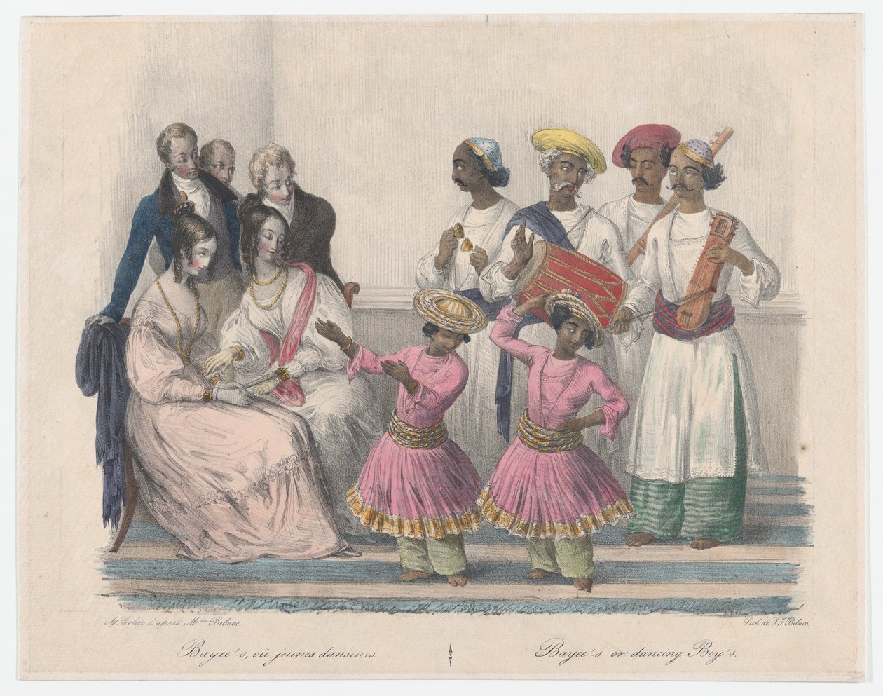 Bayees o ragazzi danzanti, da Ventiquattro tavole illustrative dei costumi indù ed europei, 1832 da Alexandre Marie Colin