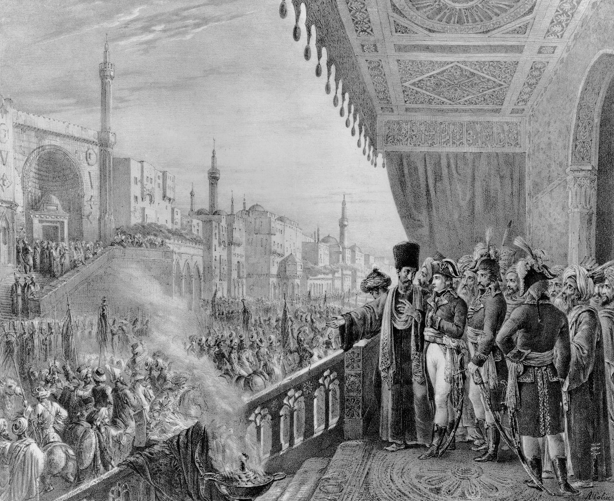 Celebrazione della Festa di Maometto, al Cairo, 6 Fruttidoro Anno VI (23 agosto 1798) inciso da Charles Etienne Pierre Motte (1785-1836) da Alexandre Marie Colin