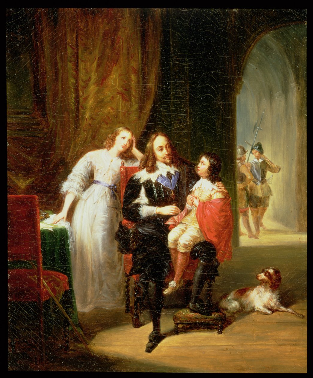 Carlo I (1600-49) in attesa del processo, Principe Enrico (1640-60) seduto sulle sue ginocchia da Alexandre Marie Colin