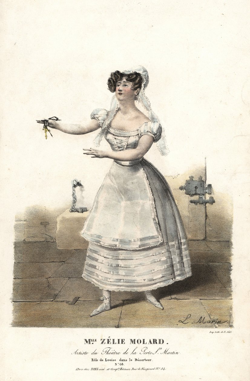 Danzatrice Miss Zelie Molard e Louise in Le Deserteur di Francois-Alexis Blache Jr., coreografato da Dauberval, Theatre de la Porte St. Martin da Alexandre Marie Colin
