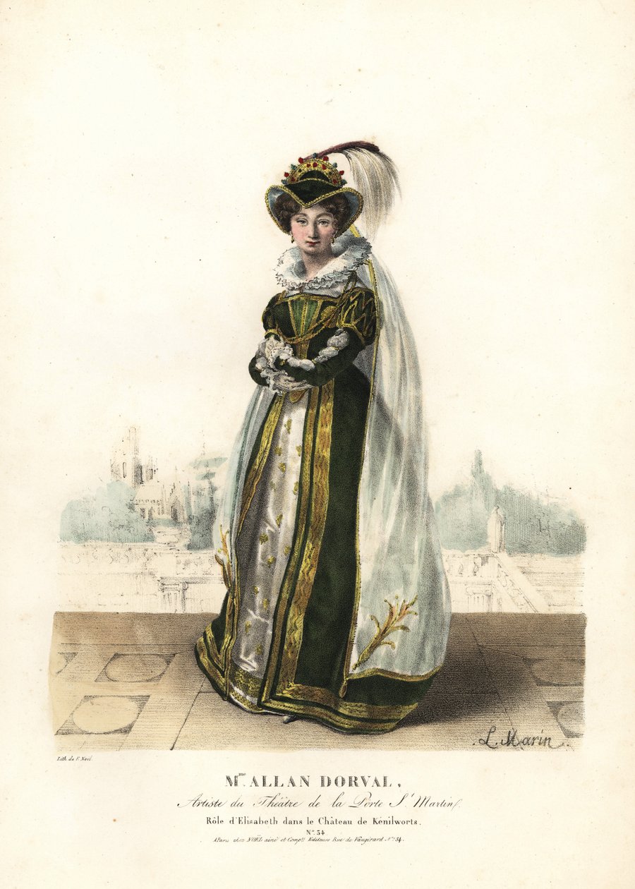 Marie Dorval o Madame Allan Dorval come Regina Elisabetta in Le Chateau de Kenilworth di Jean-Baptiste Blache e Henri Lemaire da Alexandre Marie Colin