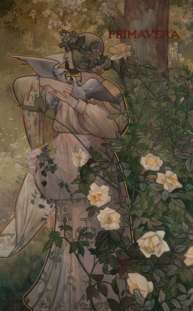 Pannelli decorativi delle quattro stagioni: primavera da Alexandre de Riquer