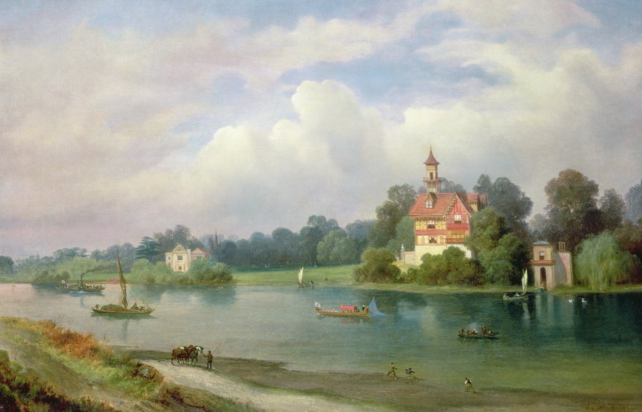 Veduta della casa di Pope e della casa di Radnor a Twickenham da Alexandre le Bihan