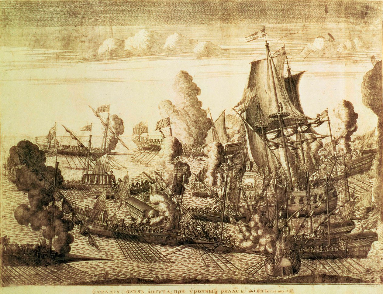 Battaglia al largo di Capo Gangut (Hanko) il 25 luglio 1714, 1715 da Alexei Fyodorovich Zubov