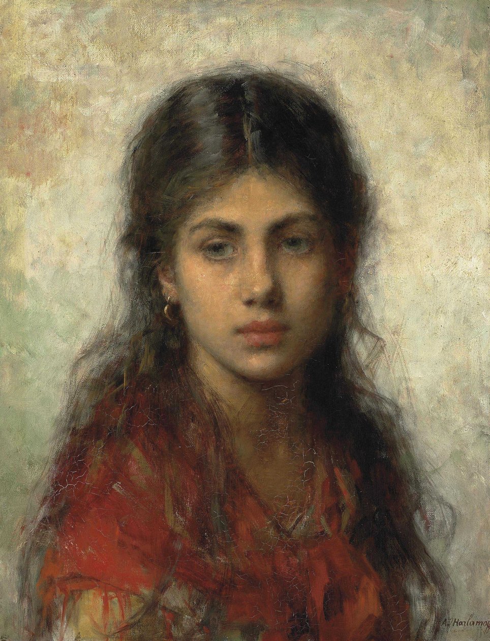 Ragazza con uno scialle rosso da Alexei Harlamov