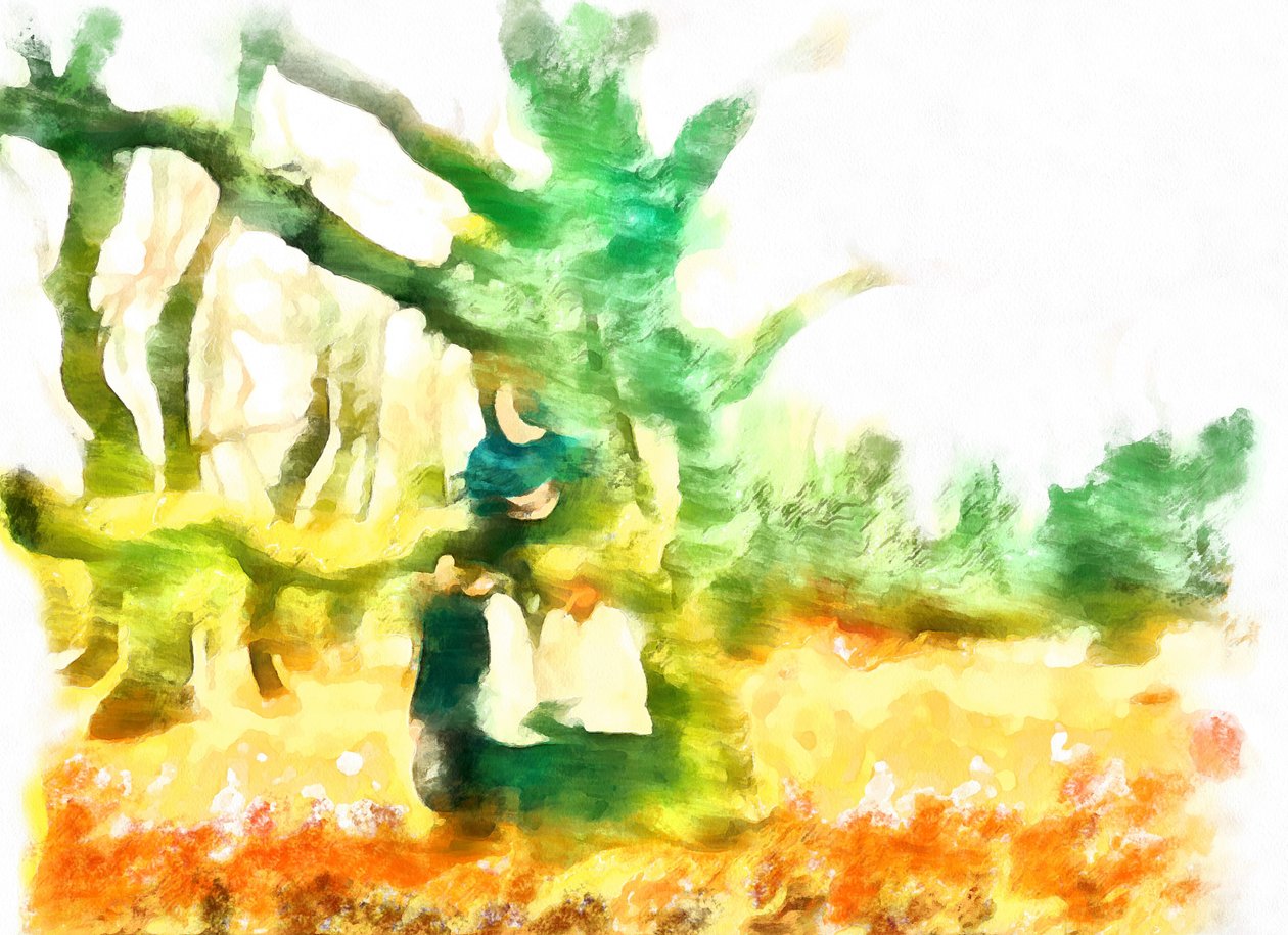 Riparo dal vento presso la quercia,2020, (tecnica mista) da Alexei Makhov