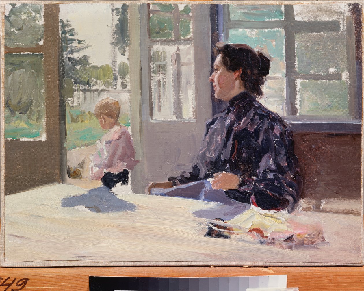 Sulla terrazza - Dipinto di Alexandre Stepanovich Stepanov, olio su tela, arte russa, fine XIX-inizio XX secolo, modernismo - Museo d