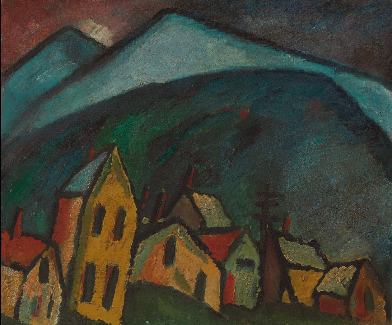 Paesaggio montano con case; Berglandschaft mit Hausern, 1912 da Alexej von Jawlensky