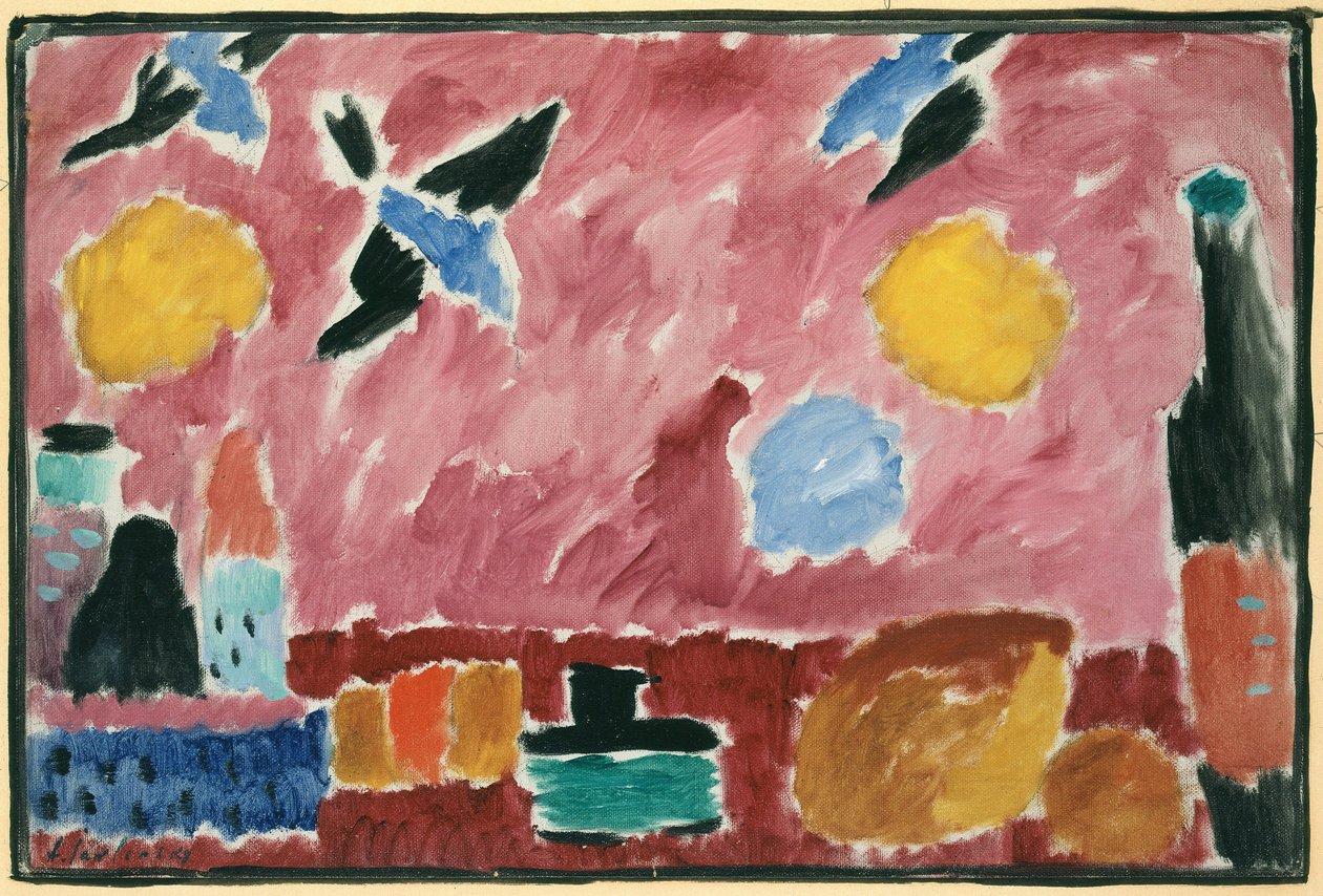 Con carta da parati a motivo di rondini rosse, 1915 da Alexej von Jawlensky