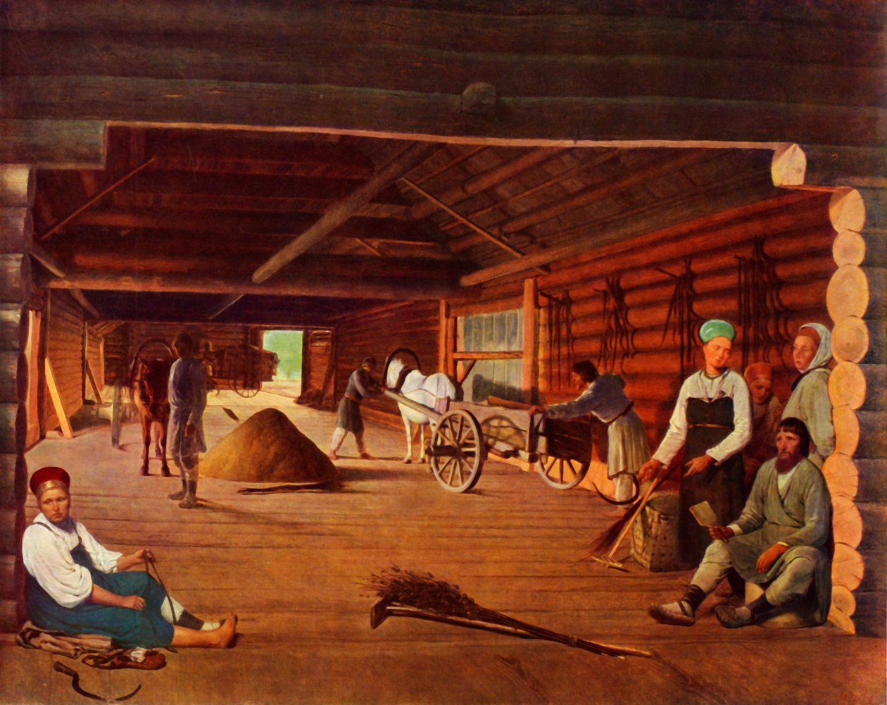 Battitura del grano, c1821, 1965 da Alexey Venetsianov