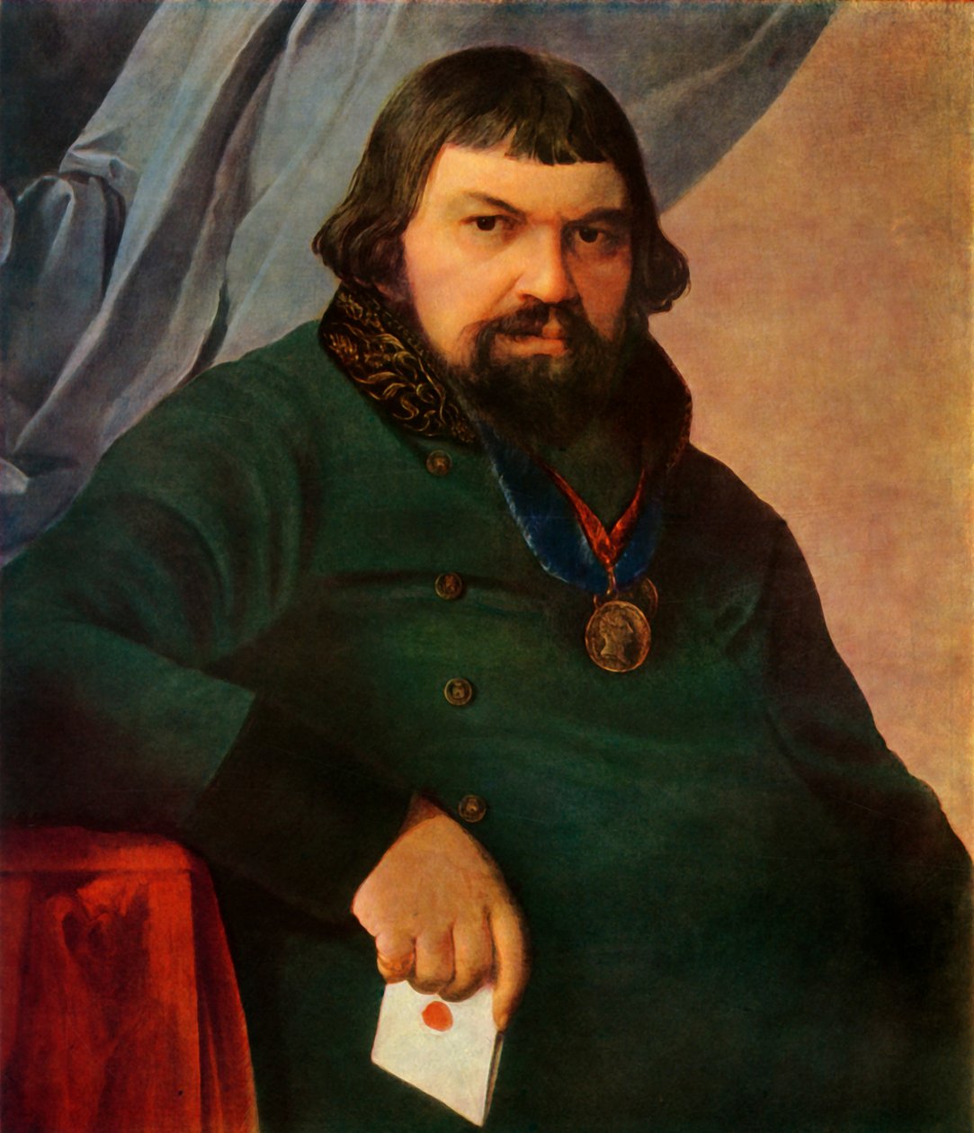 Ritratto di Obrazstsov, un mercante di Rshev, 1830 da Alexey Venetsianov