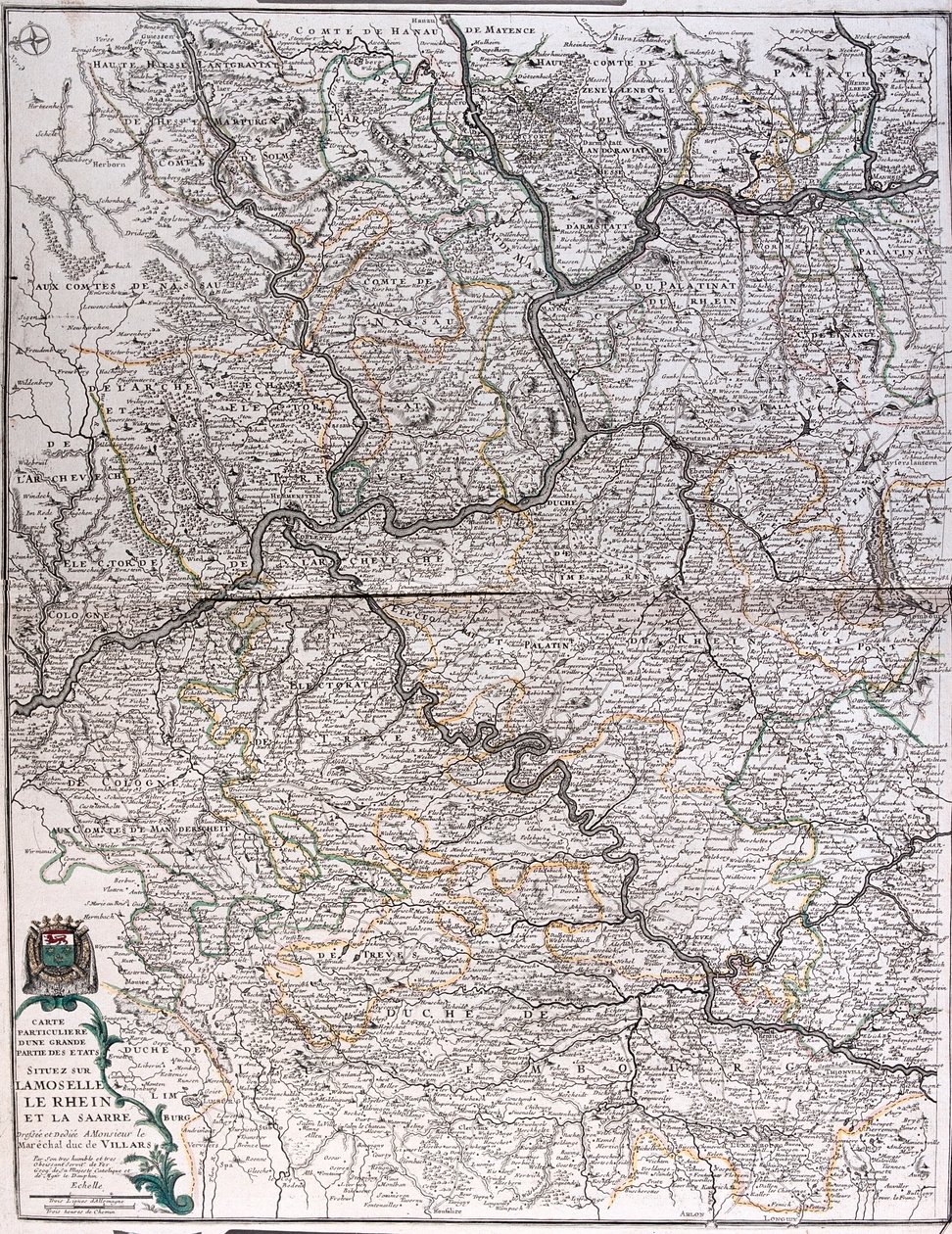 Gli stati sul fiume della Mosella, Reno e Saar, Germania - da A da Alexis Hubert Jaillot