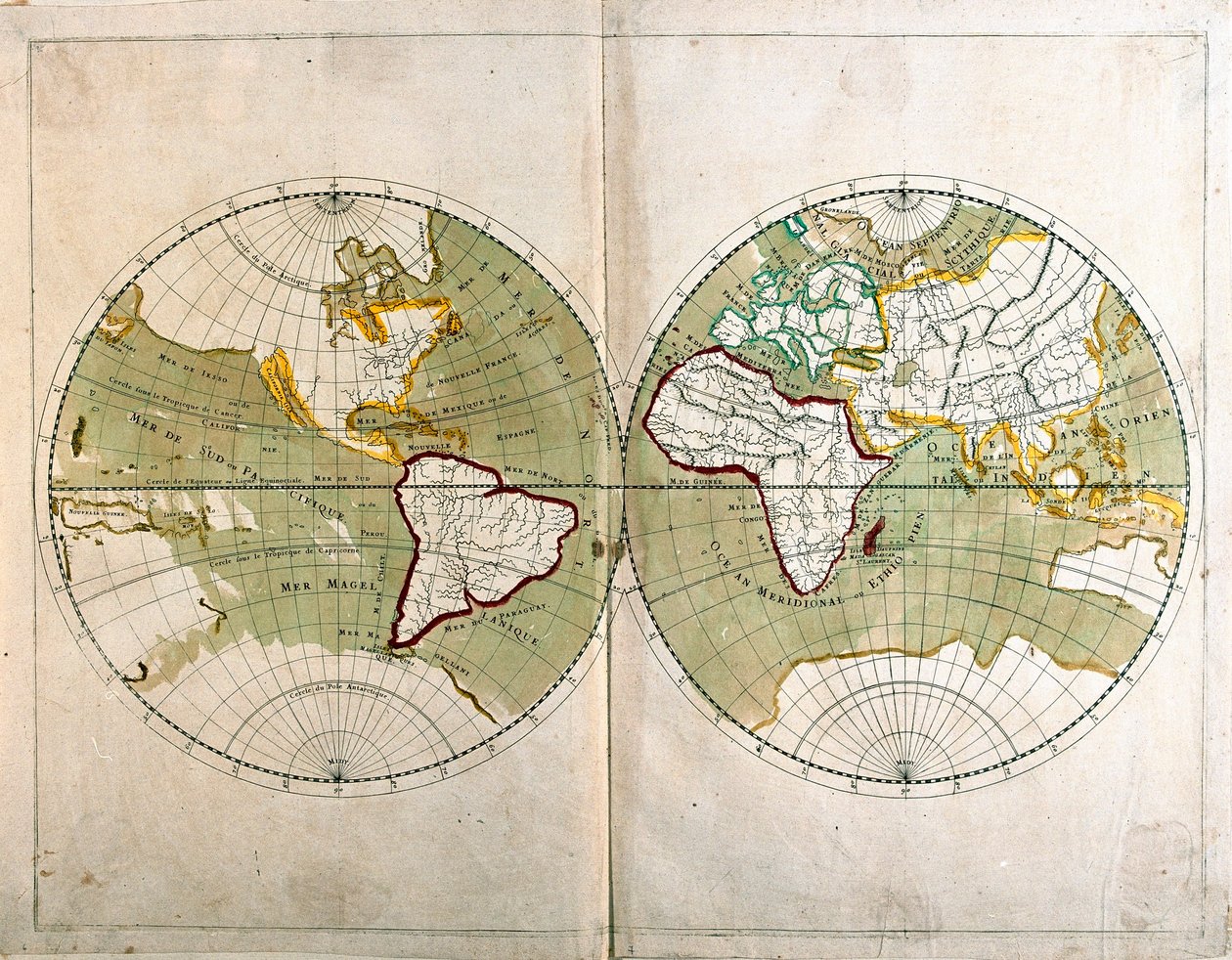 Mappa del mondo da Alexis Hubert Jaillot