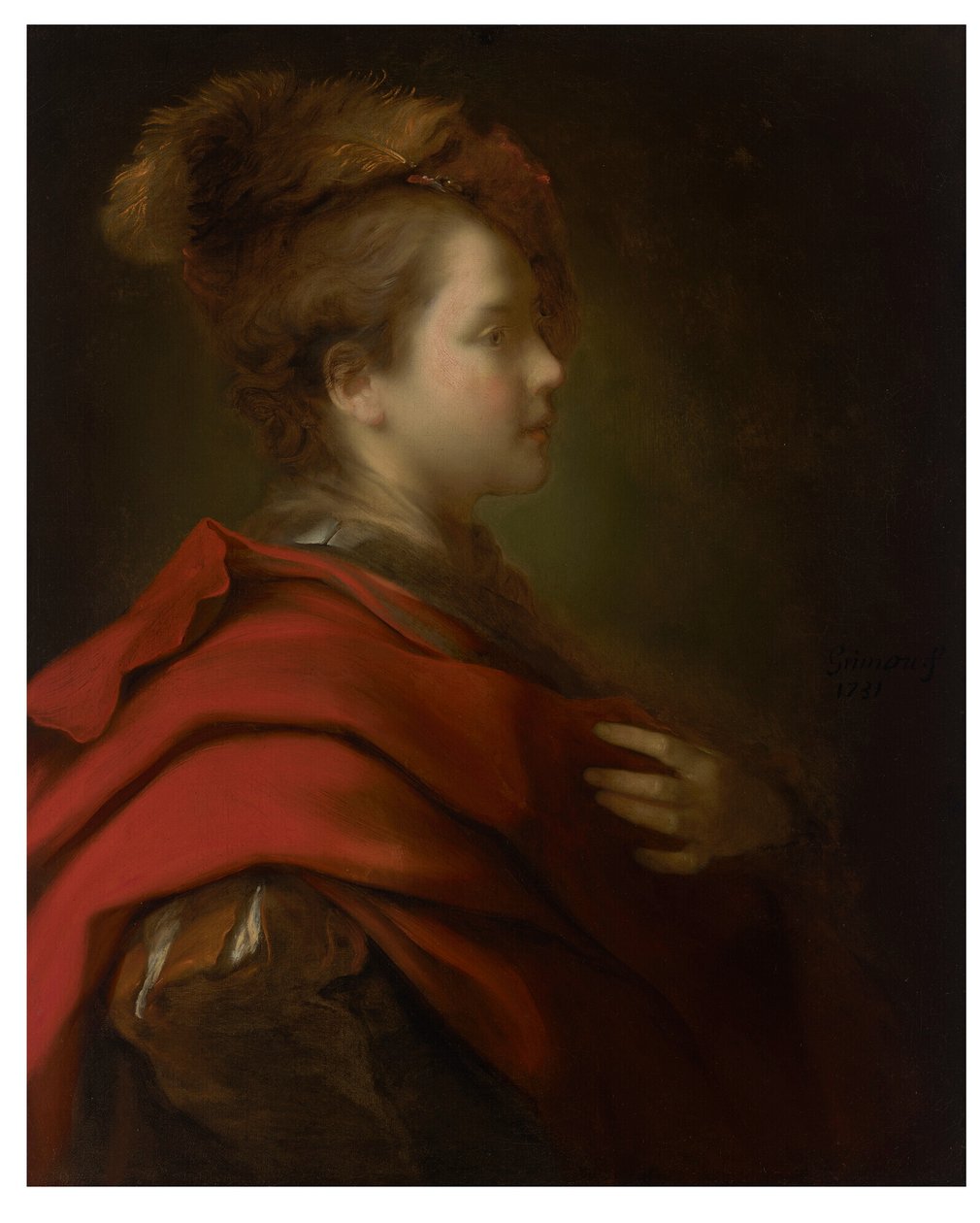 Ritratto di un ragazzo, a mezzo busto, di profilo, in abito elegante da Alexis Grimou