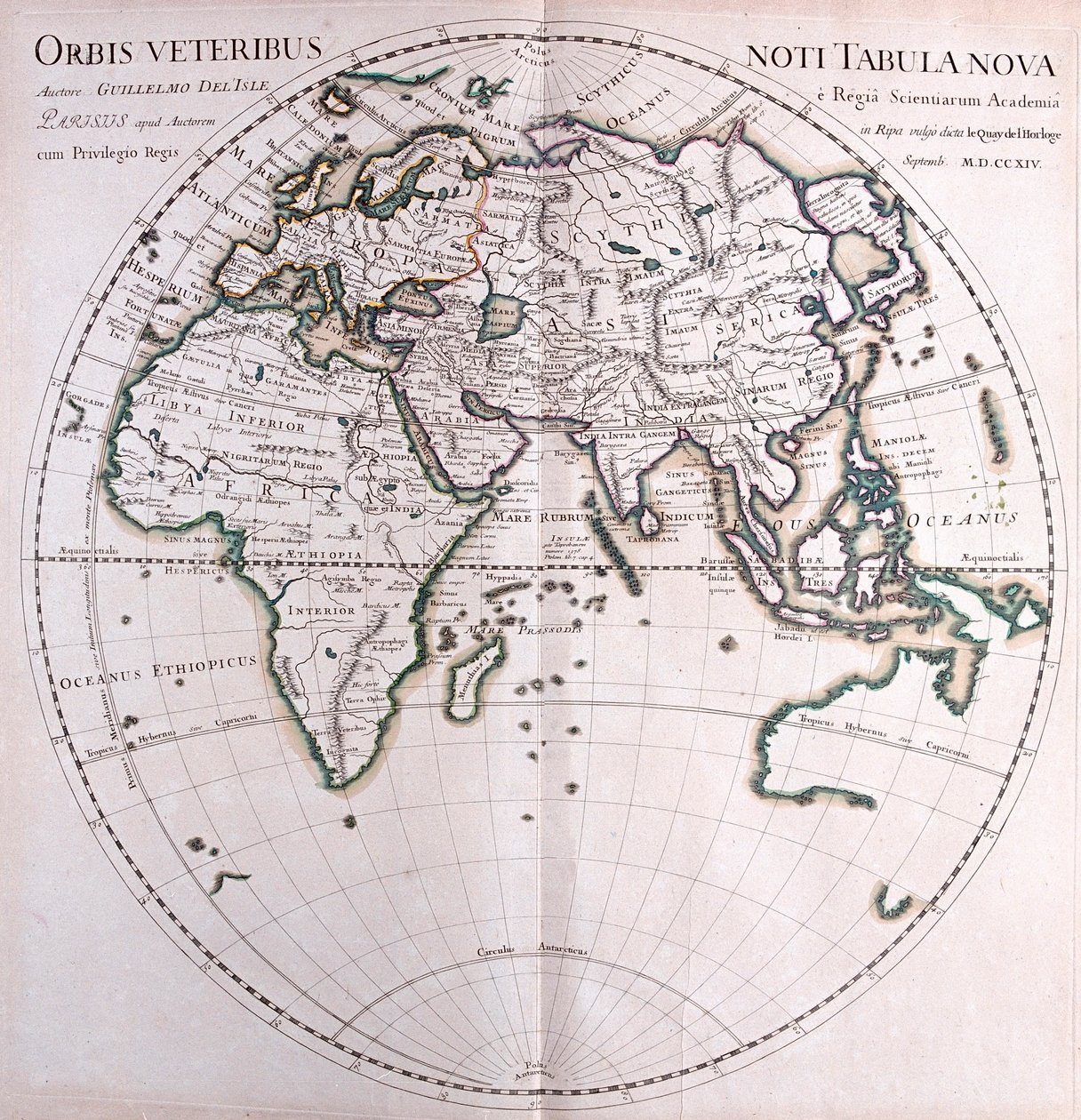 Mappa del mondo da Alexis Hubert Jaillot