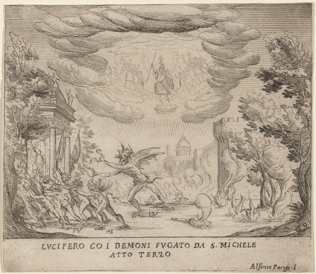 Lucifero e demoni in fuga da San Michele da Alfonso Parigi II