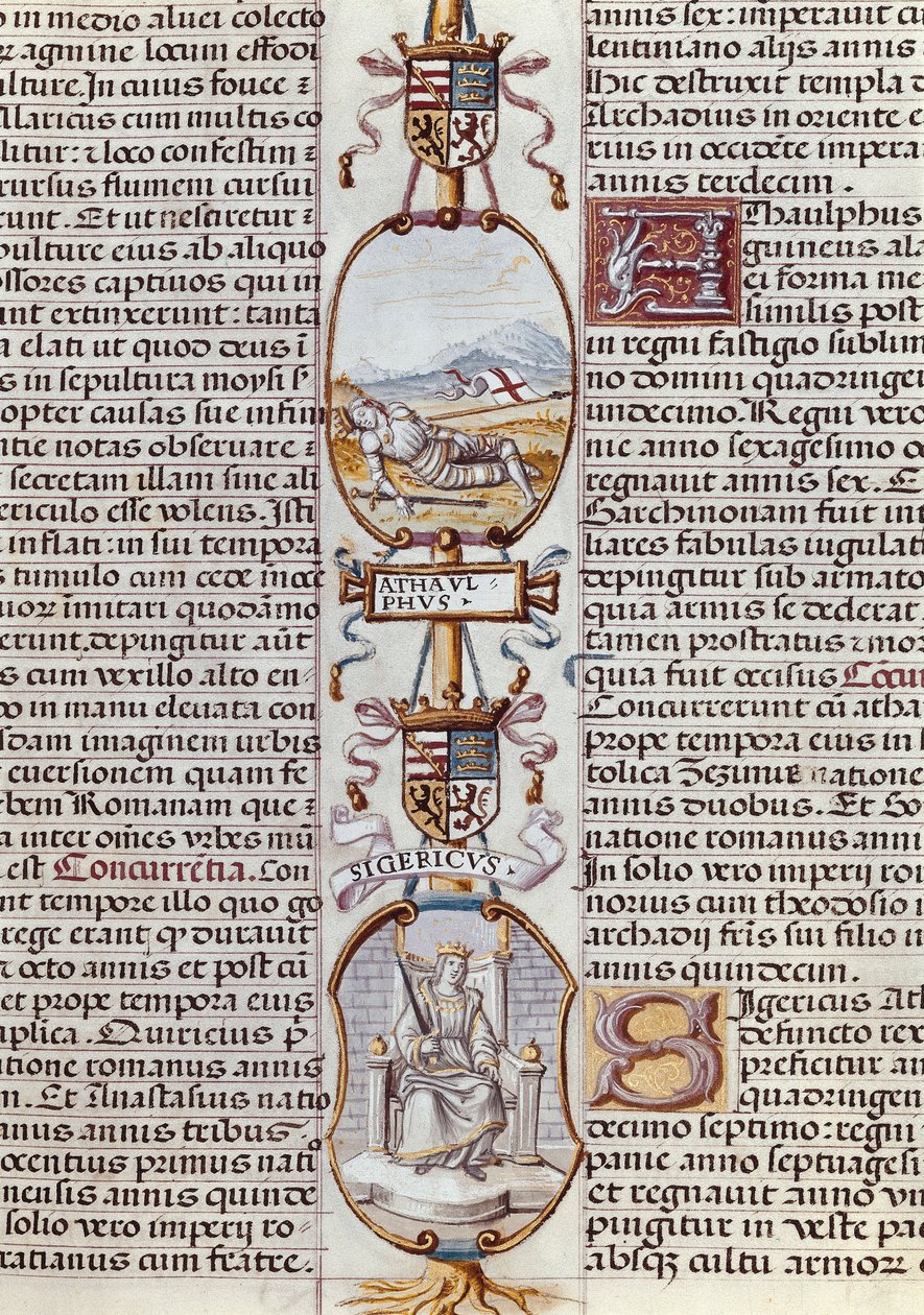Rappresentazione dei re visigoti Ataulfo e Sigerico, da "Genealogia de los reyes de España" di Alonso de Cartagena da Alfonso de Cartagena