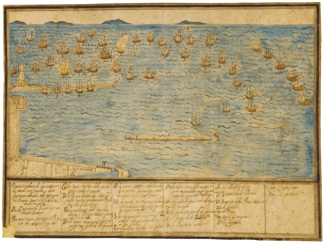 Rappresentazione topografica della battaglia di Livorno da Alfonso the Younger Parigi