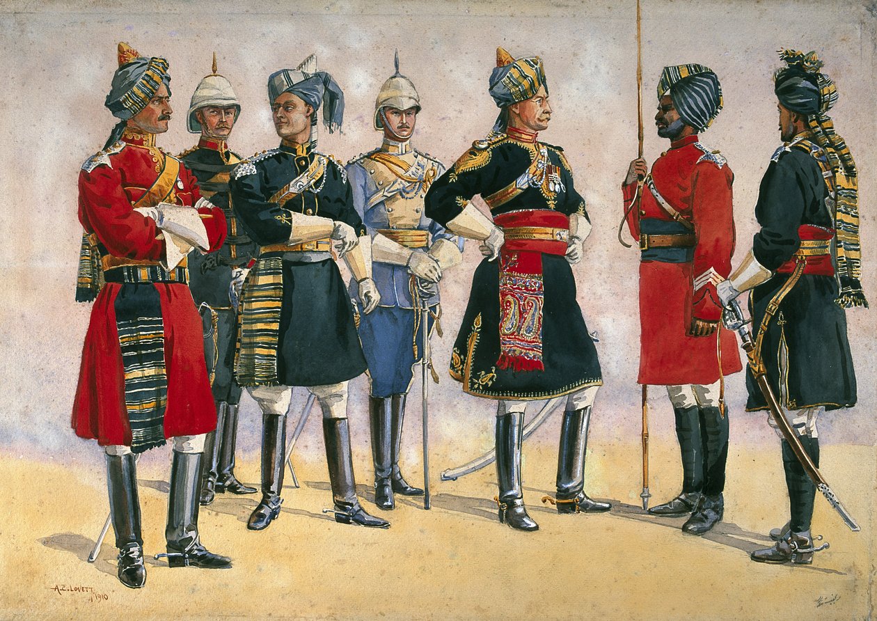 Ufficiali Britannici, Esercito Indiano, illustrazione per 