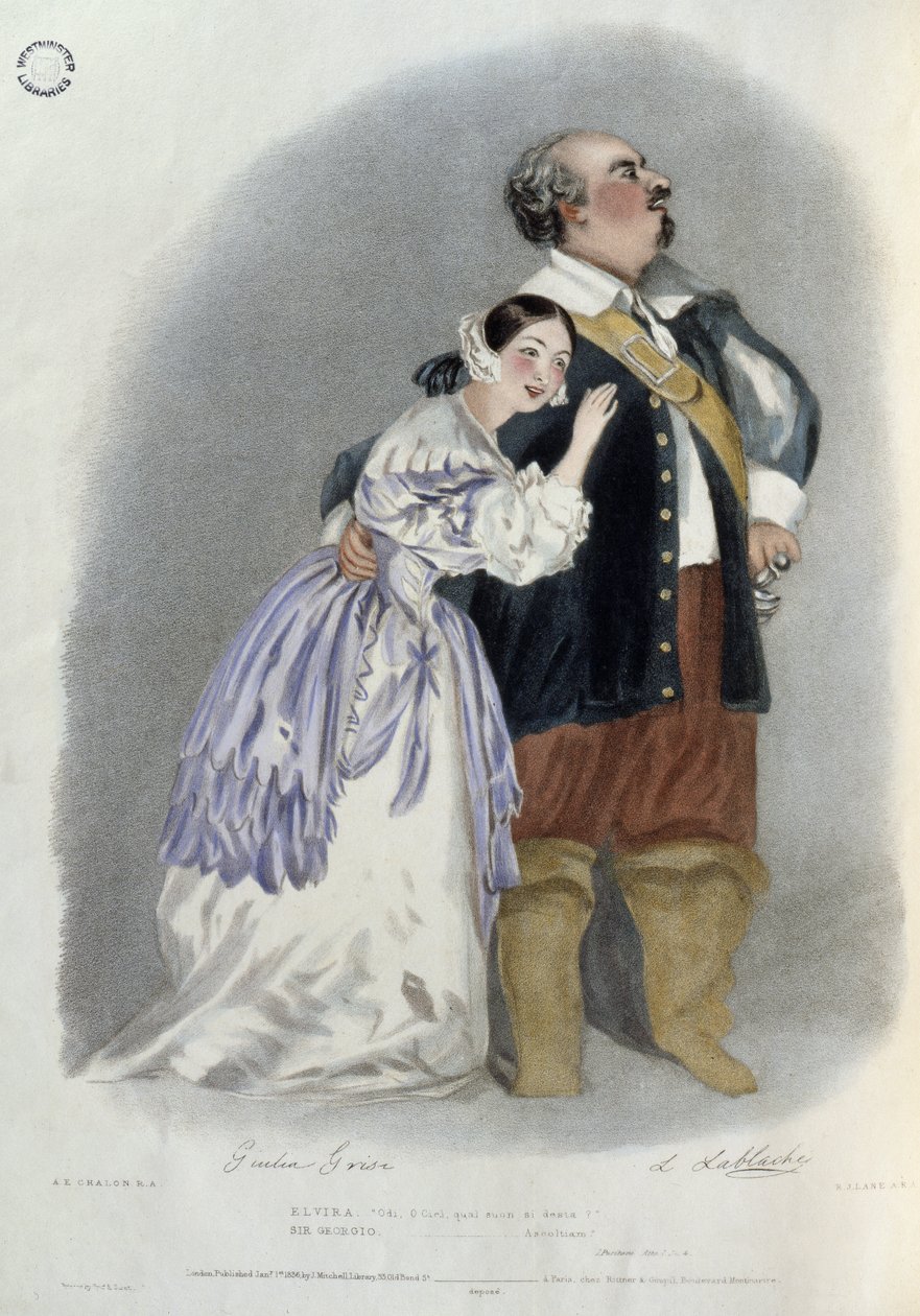 Giulia Grisi come Elvira e Luigi Lablache come Sir George Walton in 