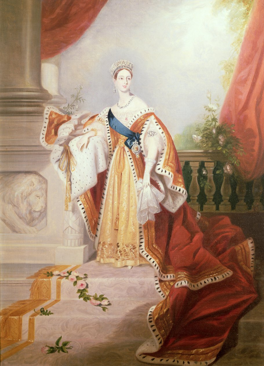 Ritratto della Regina Vittoria in abiti di incoronazione da Alfred Edward Chalon