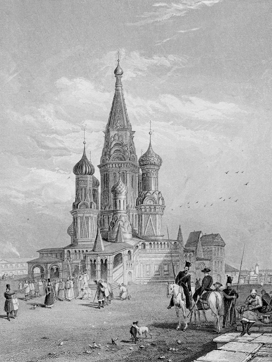 Cattedrale di San Basilio, Mosca, incisa da Turnbull, 1835 da Alfred Gomersal Vickers