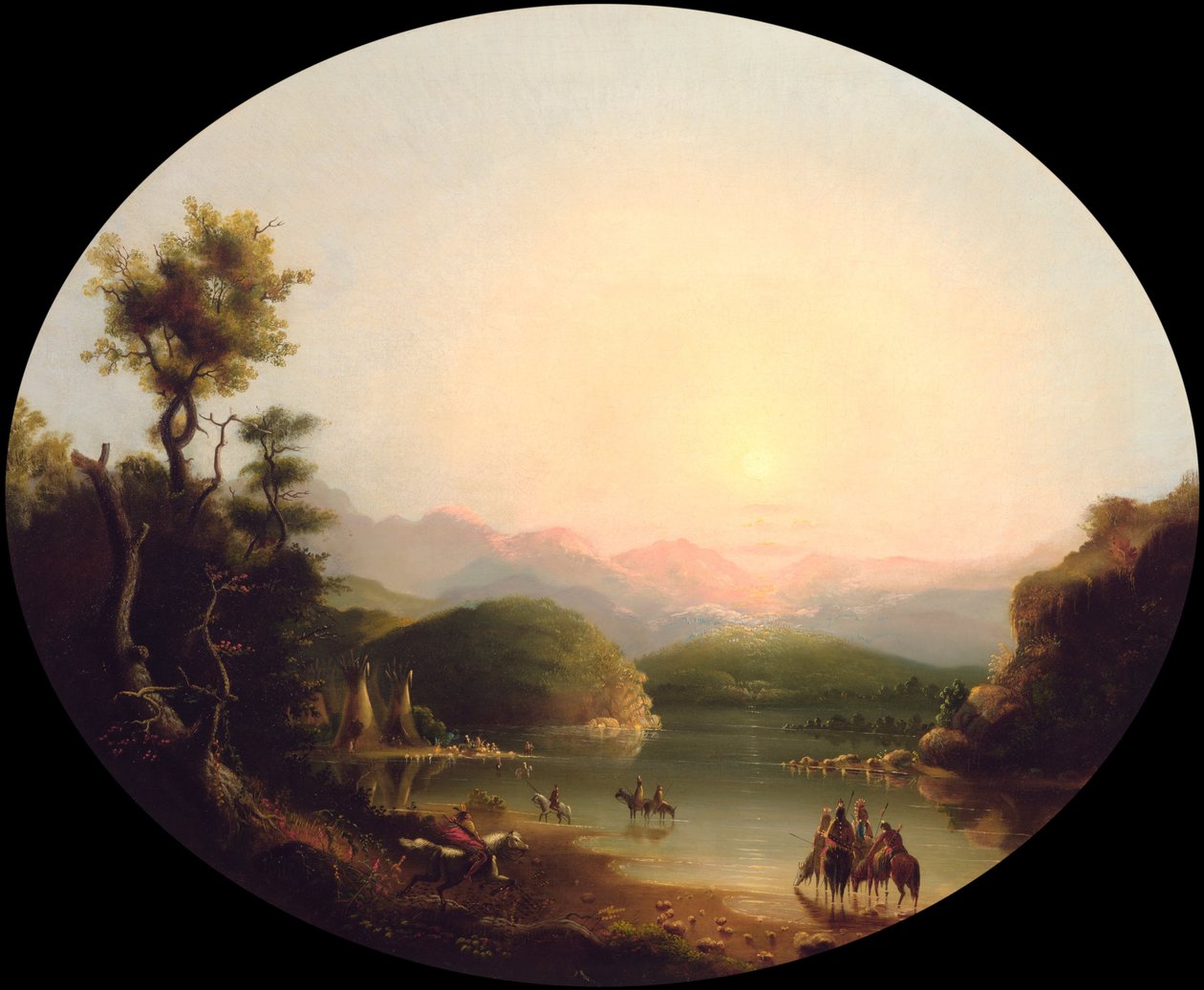 Indiani Shoshone presso un lago di montagna (Lago Fremont) da Alfred Jacob Miller