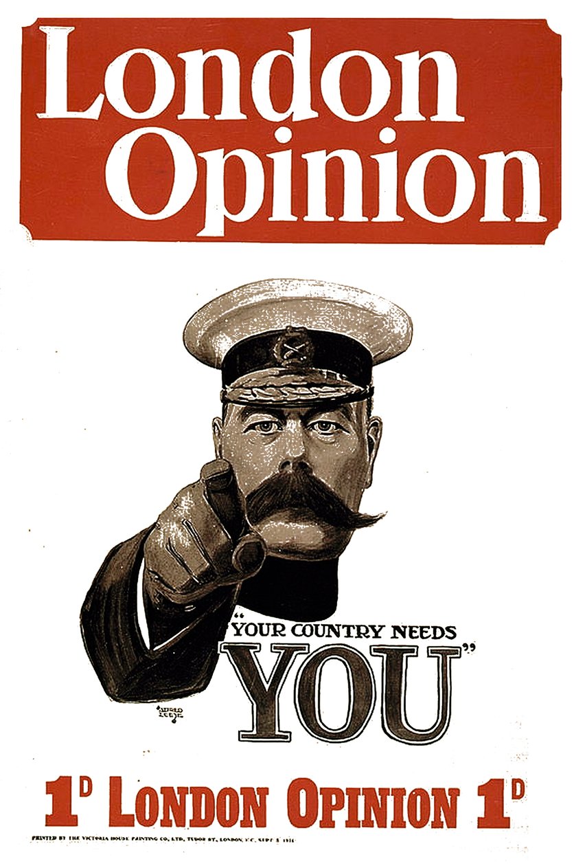 Il tuo paese ha bisogno di TE, poster per il London Opinion, 1914 da Alfred Leete