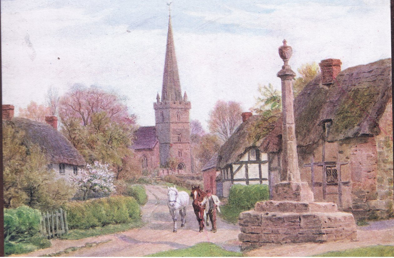 Childs Wickham, vicino a Evesham, Worcester, da The Cottages and the Village Life of Rural England pubblicato da Dent & Sons Limited, 1912 da Alfred Robert Quinton