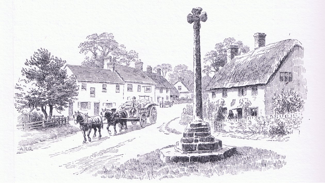 Crowcombe Cross, Somerset, da The Cottages and the Village Life of Rural England pubblicato da Dent & Sons Limited, 1912 da Alfred Robert Quinton