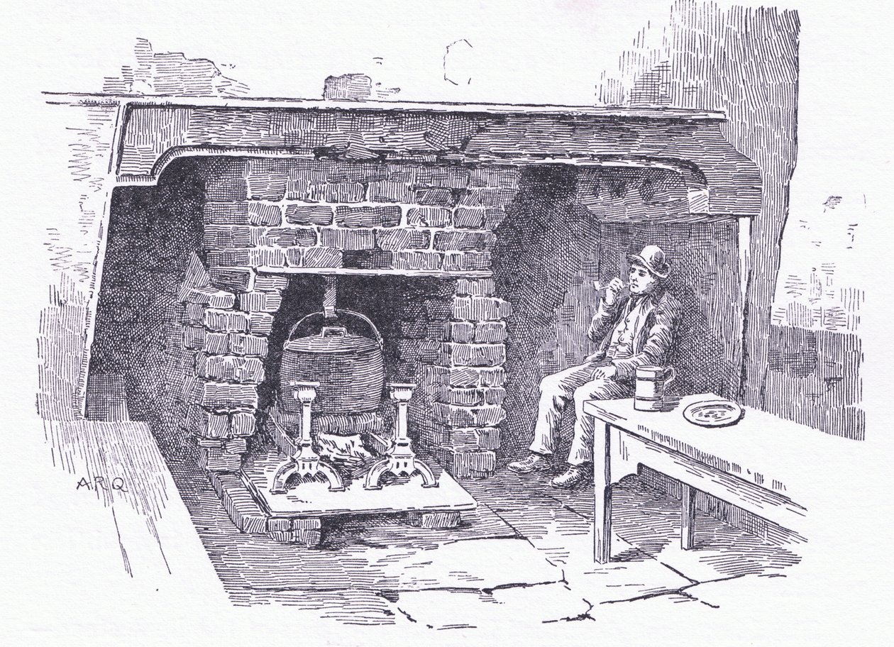Camino in una locanda del Surrey, da The Cottages and the Village Life of Rural England pubblicato da Dent & Sons Limited, 1912 da Alfred Robert Quinton