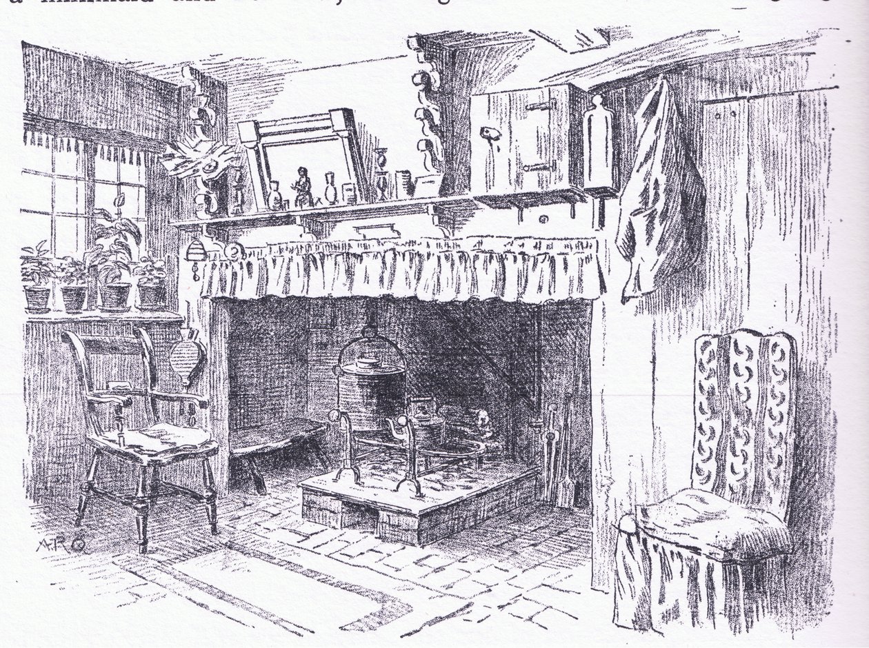 Interno di un cottage del Surrey, da The Cottages and the Village Life of Rural England pubblicato da Dent & Sons Limited, 1912 da Alfred Robert Quinton