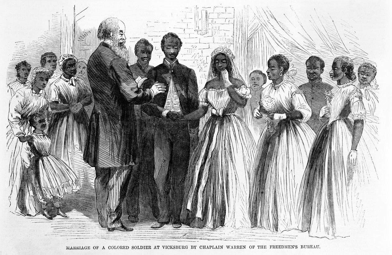 Matrimonio di un soldato di colore a Vicksburg da Chaplain Warren del Freedmen