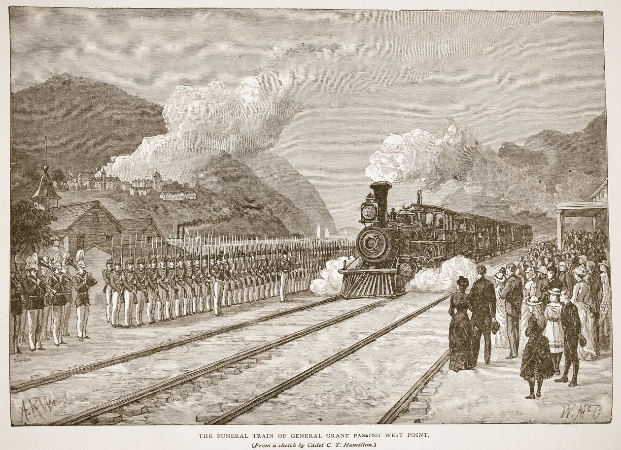 Il Treno Funebre del Generale Grant che Passa West Point, da un libro pub. 1896 da Alfred Rudolph Waud