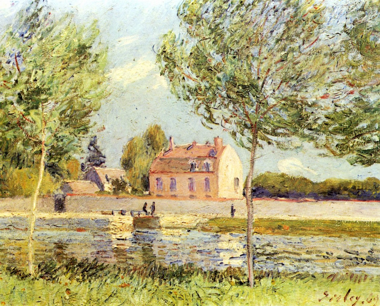 Case sulla riva del Loing da Alfred Sisley