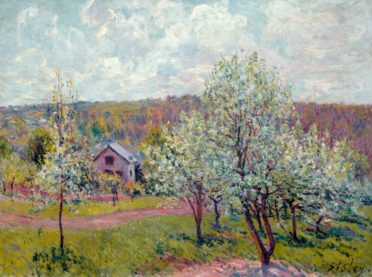 Primavera nei dintorni di Parigi, fioritura dei meli, 1879 da Alfred Sisley