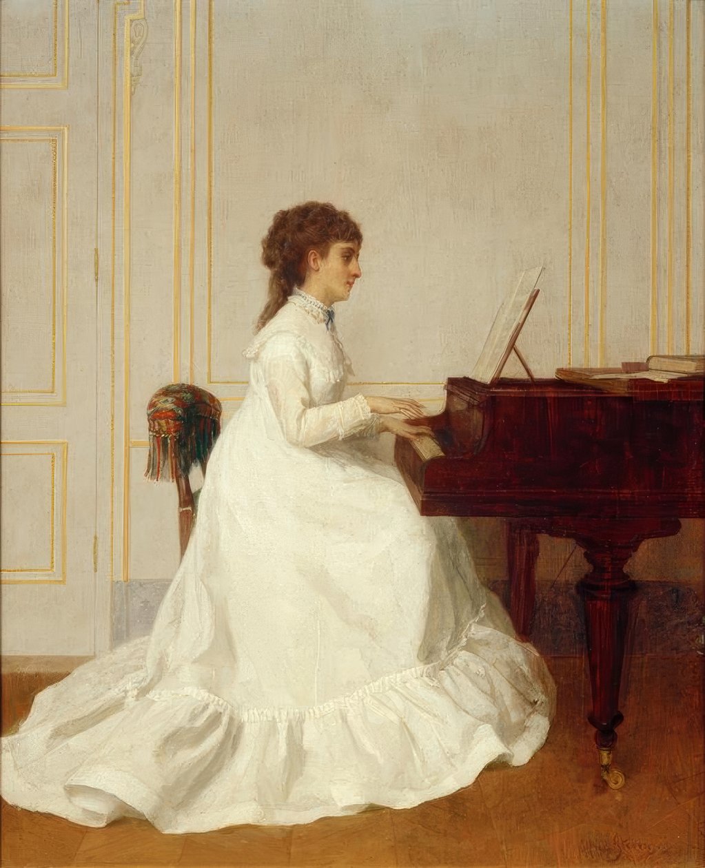 E. Gonzalès al pianoforte da Alfred Emile Stevens