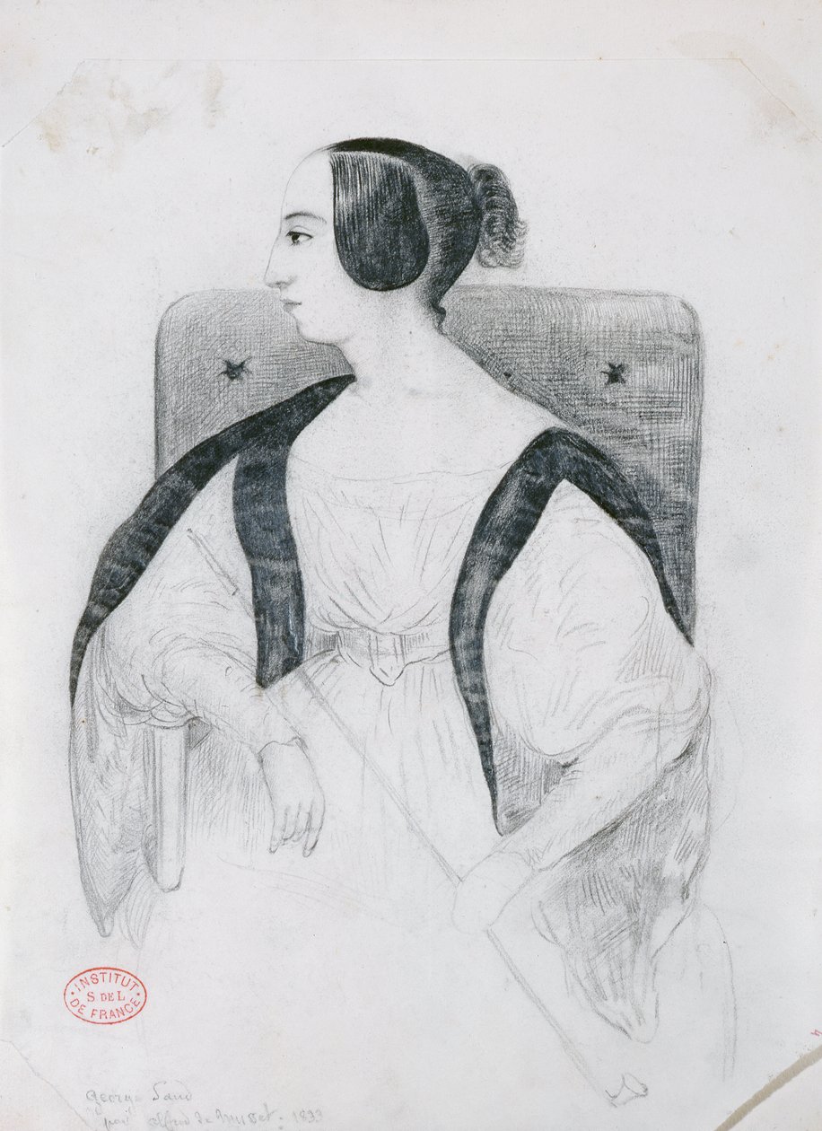 George Sand seduta in una poltrona, 1833 da Alfred de Musset